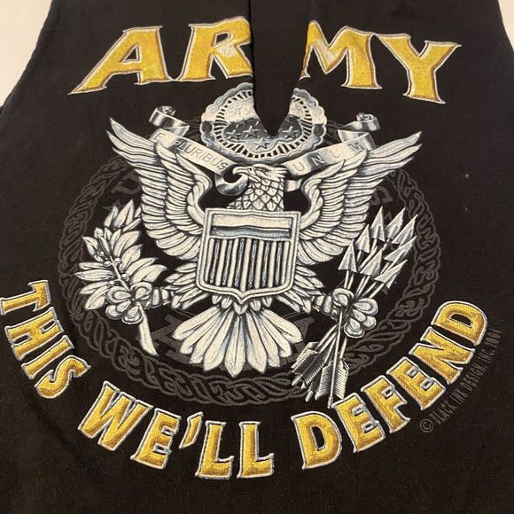 Vtg. U.S. ARMY T-Shirt custom Size S/M This We'll Defend 2004 Black Ink Design - Picture 4 of 10